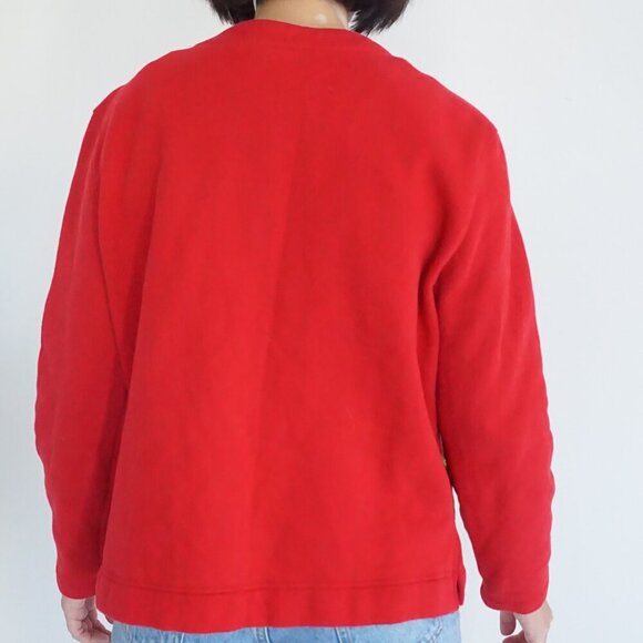 Vintage Classic Elements Red Embroidered Christmas Snowman Button Cardigan M - Picture 3 of 11